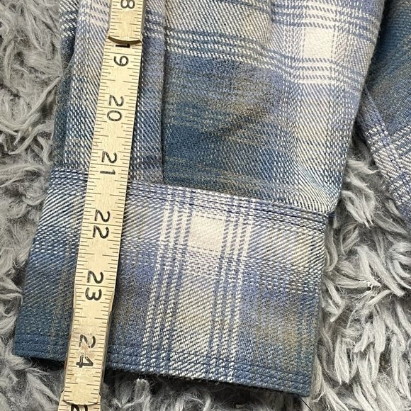 Hickory Shirt Co Men Extra Heavy Plaid Flannel Pearl Snap Blue Gray Wht 2XL NWT - Picture 6 of 8